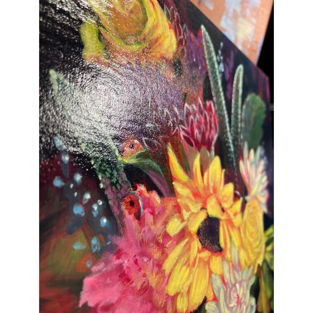Artettina Original sunflower Painting floral Rose bouquet Art signed 2026 USA - Picture 5 of 8